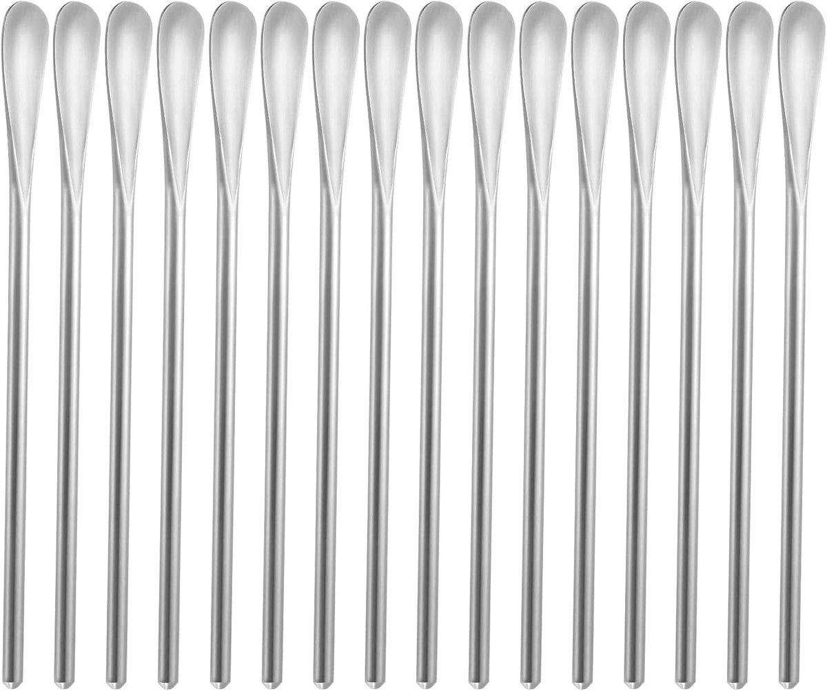 16x Cocktail Roerlepels RVS Lange Kleine Lepel Bar Dessert Glaslepel