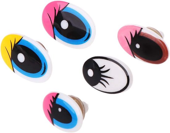 Quesuc 100 stuks, 15 mm, zwart, plastic, rond, zelfklevend, poppenogen