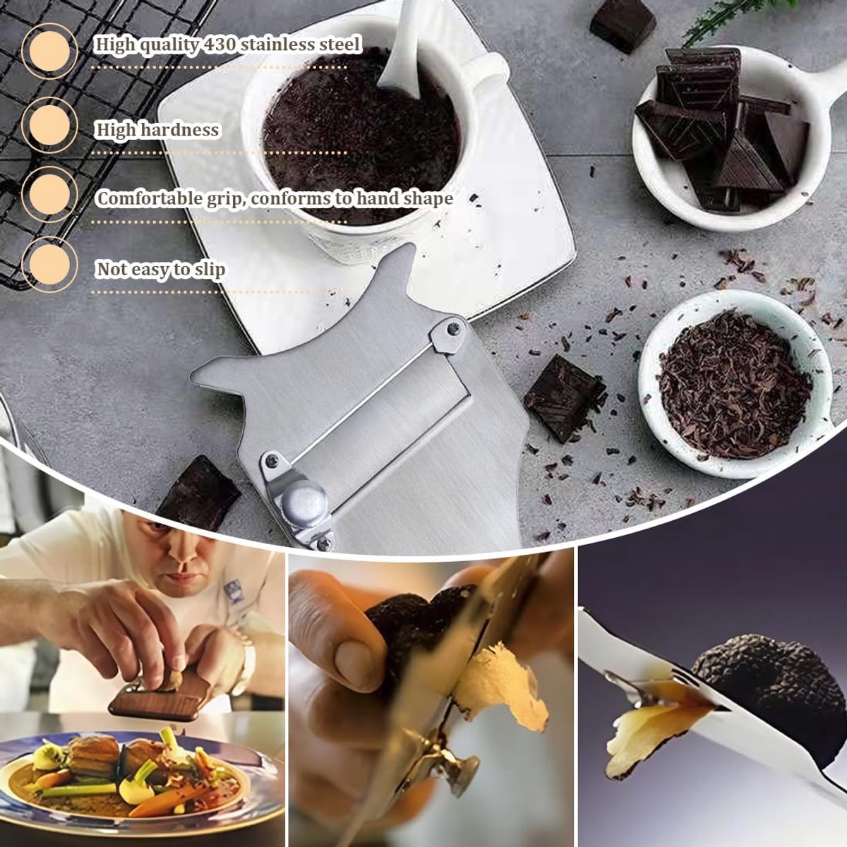 Truffle slicer - keuken - kaasrasp - roestvrij staal - chocolade schaaf