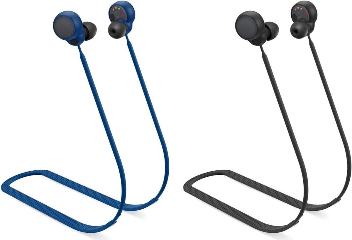 CSGoods - Sportief siliconen anti-verlies koord voor draadloze oordopjes met Bluetooth, blauw en zwart