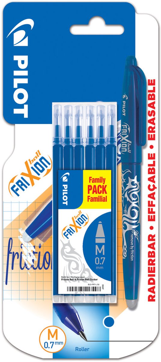 Pilot Frixion Set: Blauwe Pen, 6 Navullingen & Markeerstift