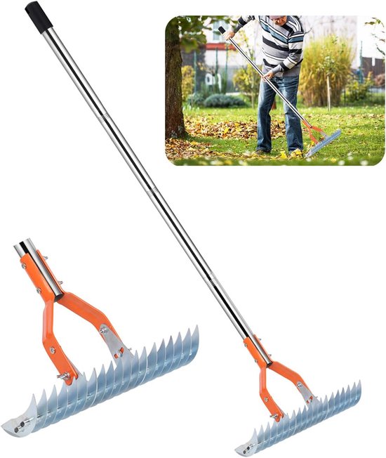 4 Sections 1.6m Lawn Rake - Rugged Carpet Rake - Efficient Steel Metal ...