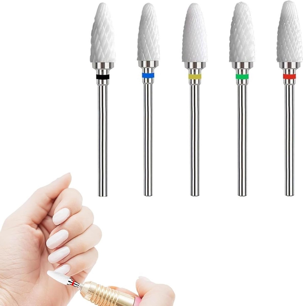 5 Stuks Nagelfrees Bits 3/32 Inch - Keramische Nagelsnijder - Accessoires voor Elektrische Nageldrill - Verwijdering Gel en Acryl - Cuticle Cutter Bits voor Manicure en Pedicure