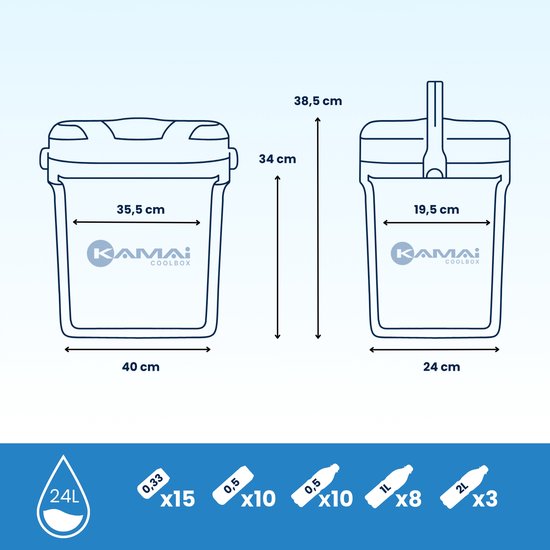 Kamai Atlantic 24L Koelbox - Ideaal voor Auto, Camper & Camping van KAMAI — afbeelding 3