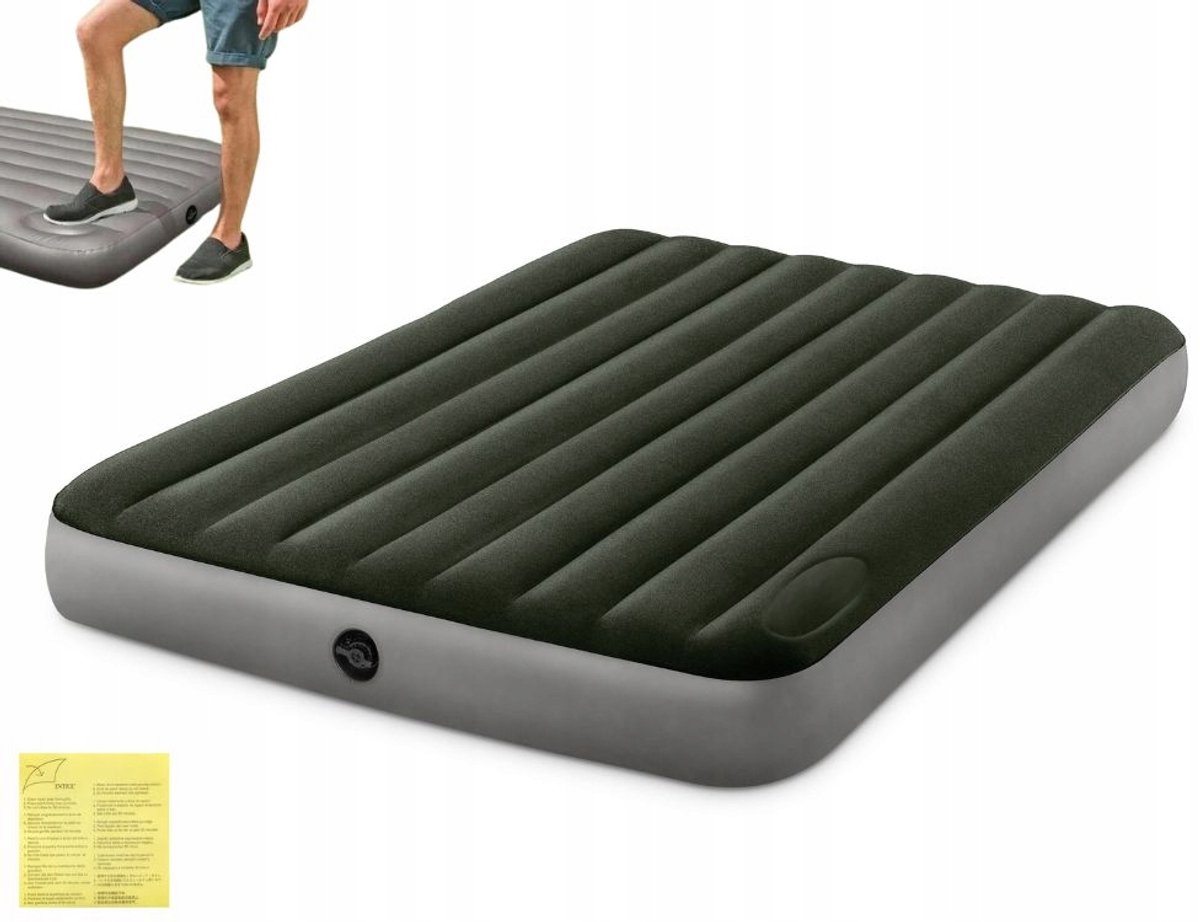 Intex Downy Luchtbed 2-persoons Luchtbed met Voetpomp (152x203x25cm)