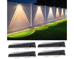 ECTEATOY ECTEATOY® Solar wandlamp - Solar Buitenlamp 4-Pack - 3 Lichtmodi & Wit Licht- IP67 - Eenvoudige Installatie - Krachtige Buitenverlichting voor Erf en Tuin