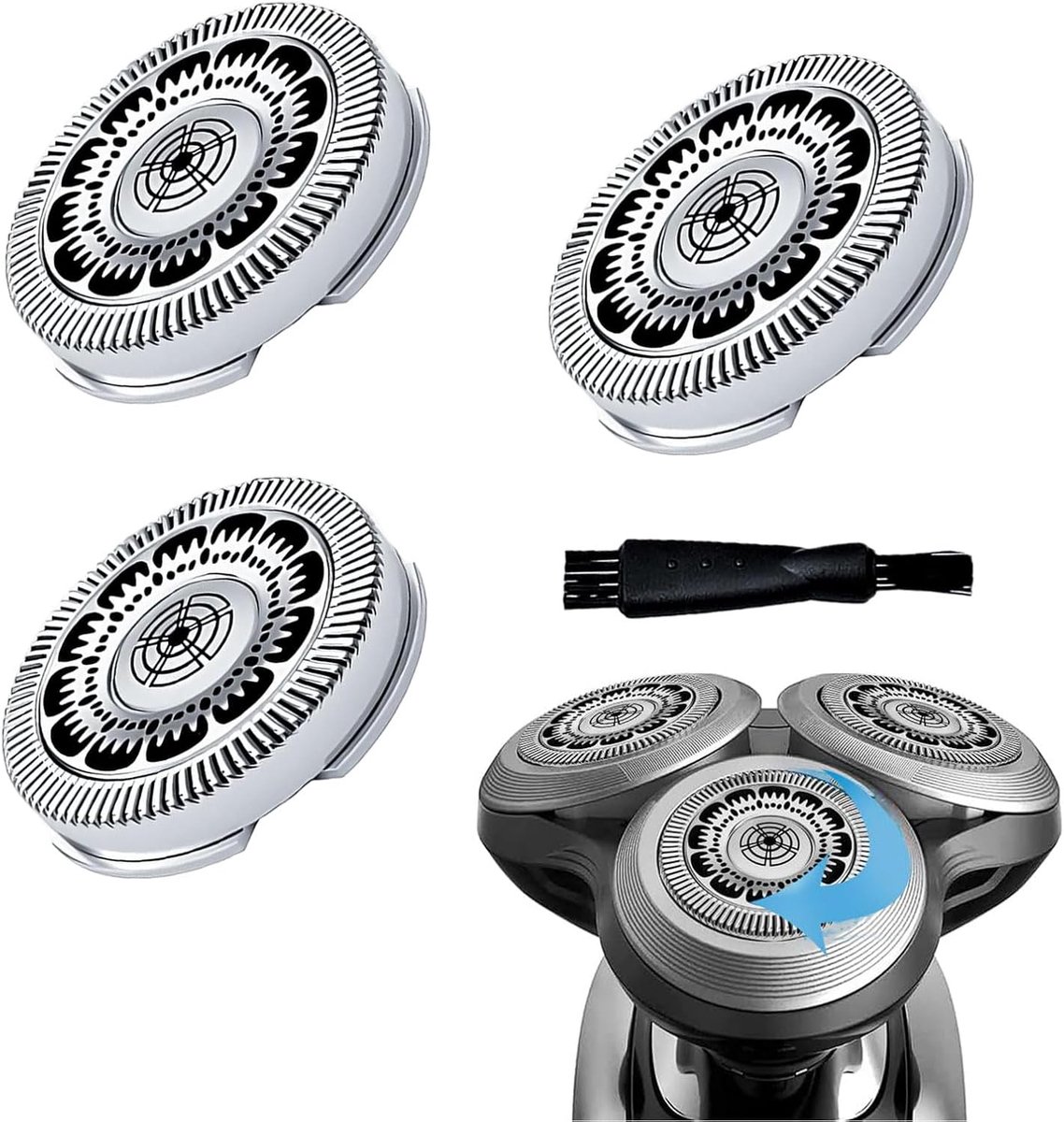 Vervangende Hoofd voor Philips Series 9000 Scheerapparaat - Compatibel met 9XXX - Vervangende Messen voor Mannen met Schoonmaakborstel