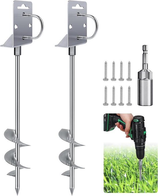 VirtuBuy- Grondanker - Trampolinetringen - Zwaar belastbaar - Zandaarde - Schroefdraad - Trampolinespiek - Campingtenten - Schuren - Schommelsets