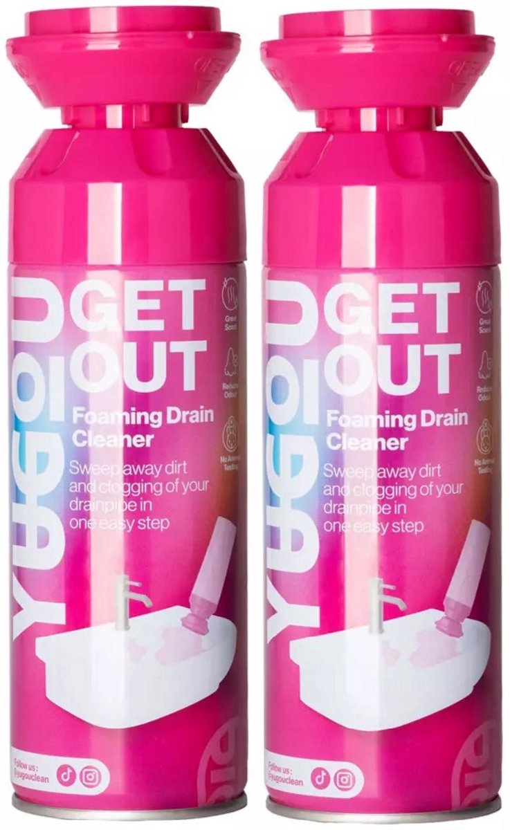 Yugou Get Out Foam Drain Cleaner – Krachtige gootsteen ontstopper - Verwijdert vet en haar in gootstenen, doucheputjes & badkuipen - 2 pack