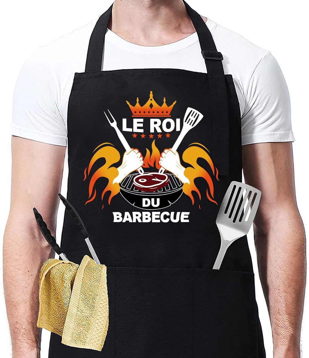 Verstelbaar Waterdicht BBQ Schort met Zakken voor Mannen - Ideaal Cadeau