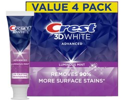 Crest 3D White Toothpaste - Advanced Luminous Mint - Teeth Whitening - Tandenpoetsen - Tandpasta- 4x