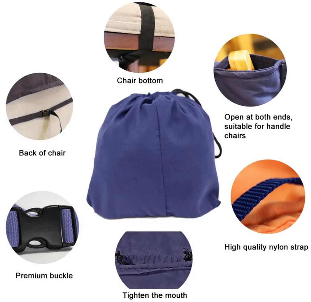 Babyveiligheidsgordel, verstelbare stoelbekleding voor kinderstoel, veilige, wasbare veiligheidsgordel met opbergvak, stoelbekleding, marineblauw.