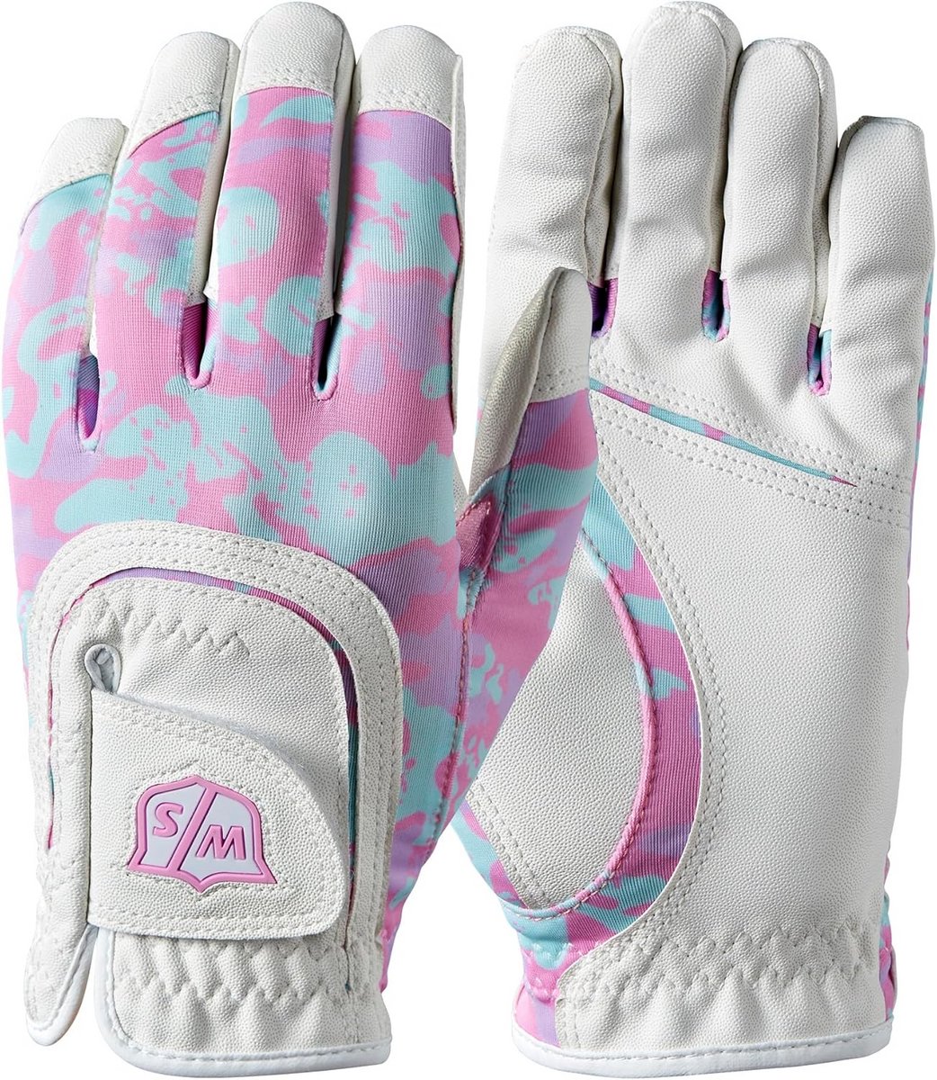 Jeugd Golfhandschoen voor Linkerhand, One Size, Blauw/Oranje, ademend Microvezel