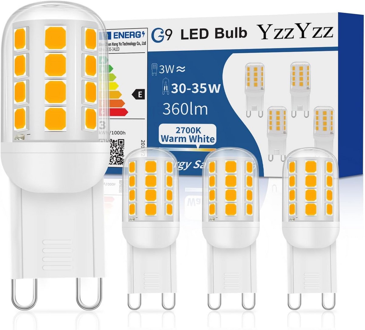 G9 LED-lampen 3W - Halogeenvervangers voor Slaapkamer, Woonkamer en Keuken - Warmwit 2700K - 4 Stuks