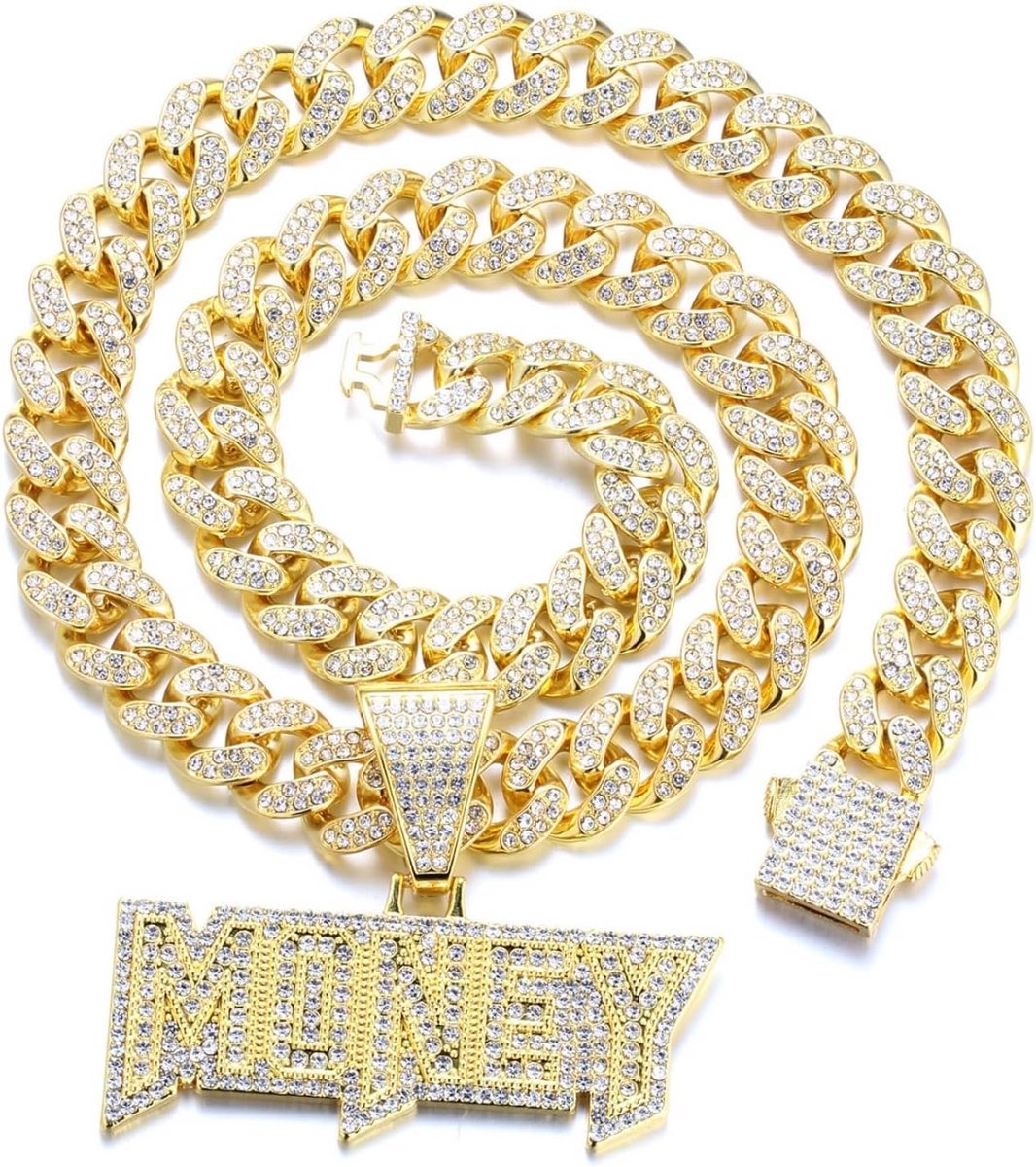 Gouden ketting voor heren verguld met echte 18k en platina Iced Out halsketting met CZ diamanten en Cubaanse schakelketting 14 mm 45 cm