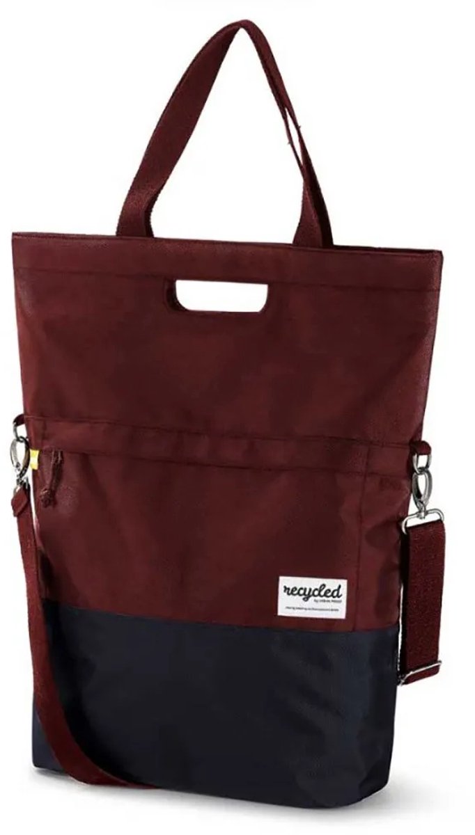 Gerecyclede shopper fietstas Urban Proof 20 liter - bordeaux rood/grijs van Urban Proof — afbeelding 4