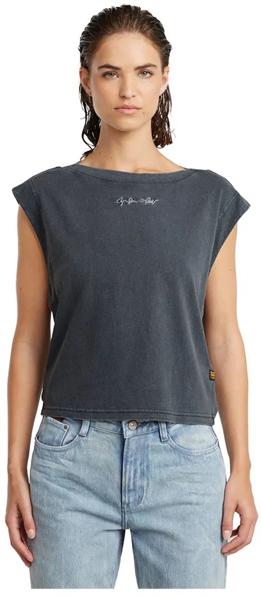 G-Star Mini g-script logo overdyed sl r t wmn Dames Tops Petrol Pd