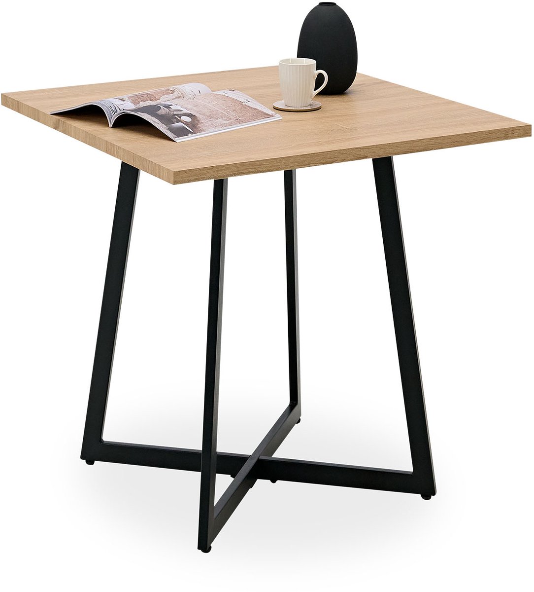 Homestyle4u Eettafel - 80x80 cm - Keukentafel - Tafel - Metaal - Zwart