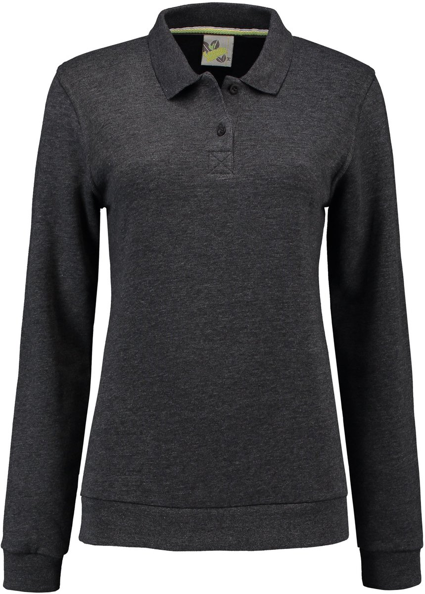 Lemon & Soda polosweater voor dames in de kleur Antracite in de maat M.