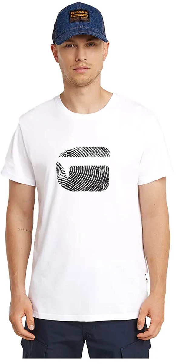 G-Star Finger print burger r t Heren T-shirts Wit