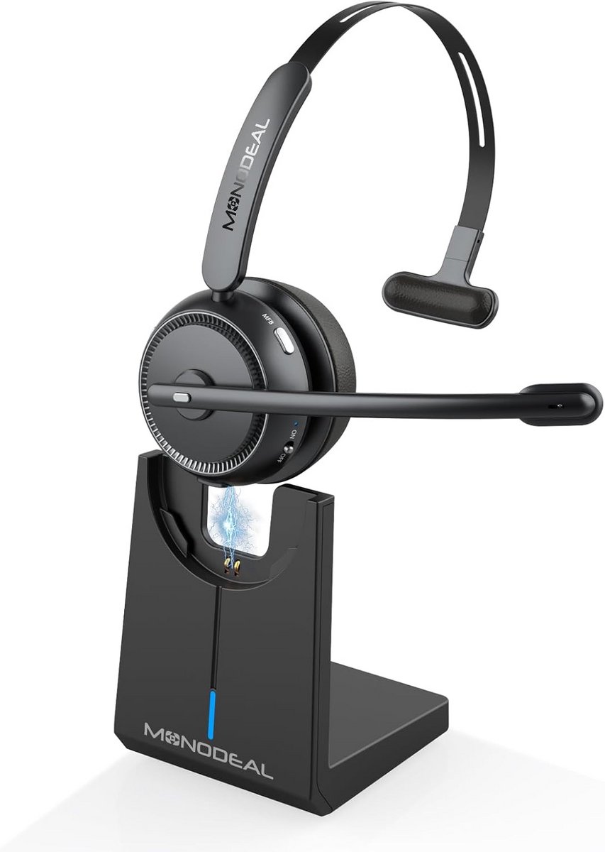 Draadloze Bluetooth-headset met microfoon en ruisonderdrukking voor PC en kantoor