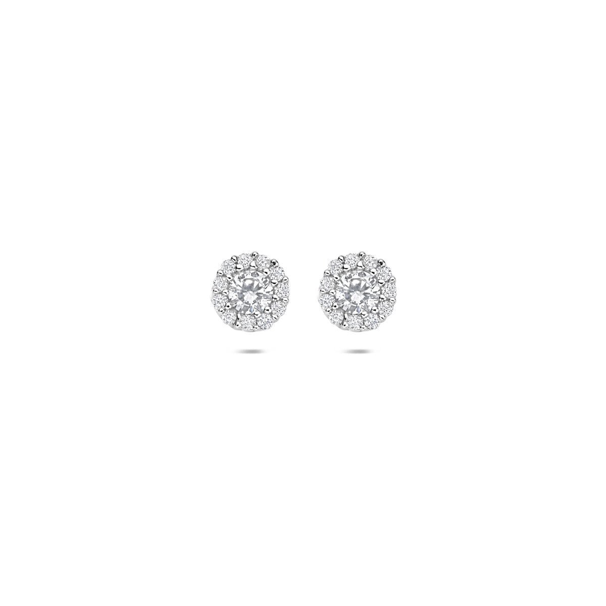 Zilveren gerhodineerde oorknoppen zirkonia 6 mm - 1342012