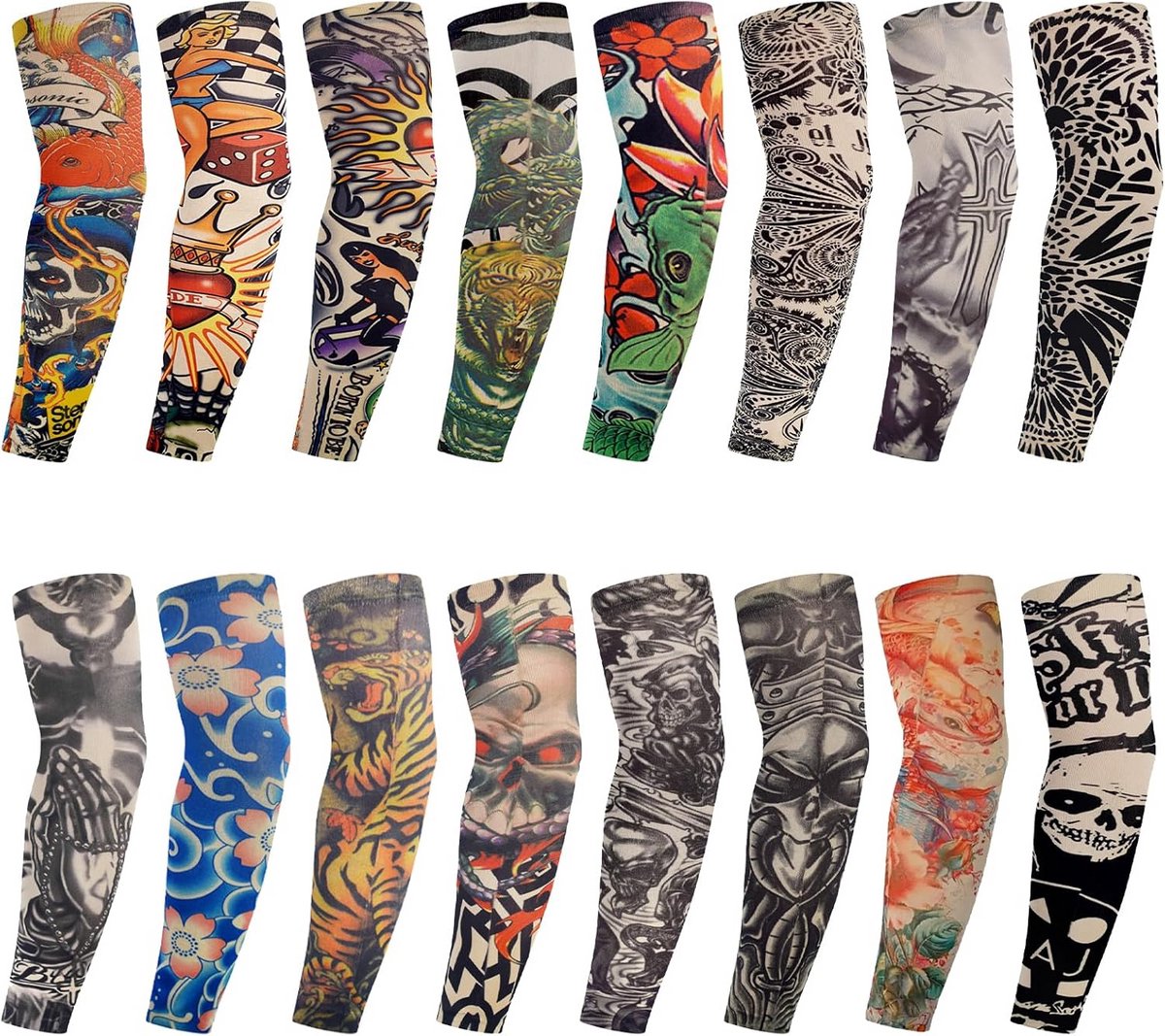 16 Tattoo-mouwen voor Afdekking en Zonwering - Set van 16 Stuks voor Mannen en Vrouwen