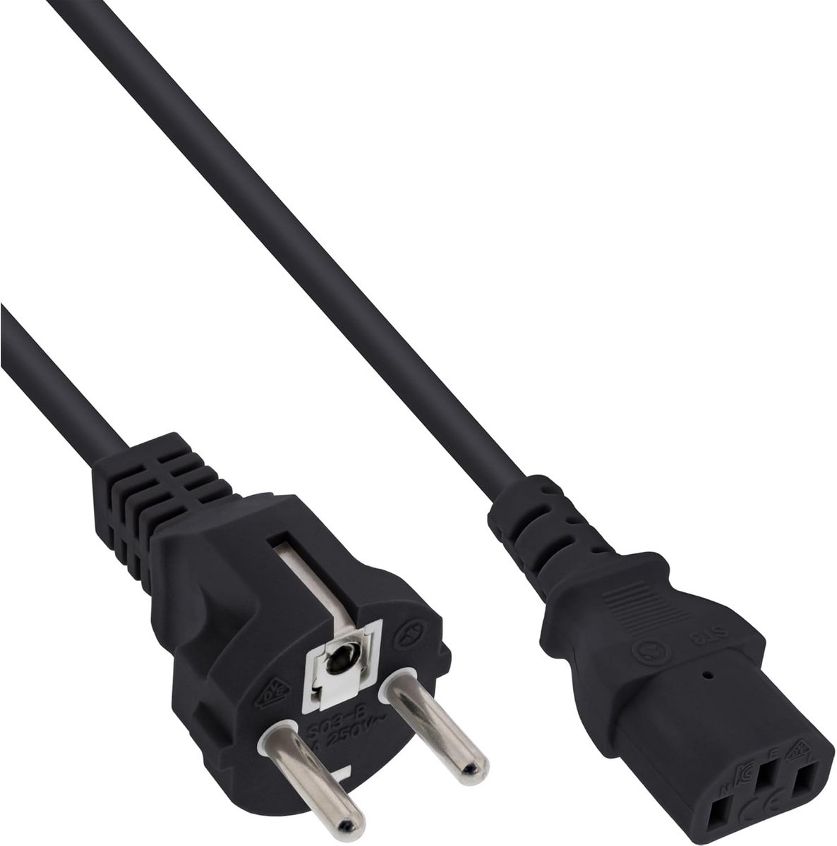 0.5m C13 CEE7/7 Zwart Elektriciteitssnoer