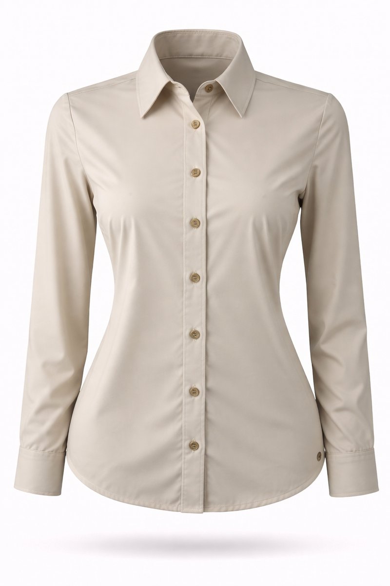 Angelle Milan – Travelkleding voor dames – Beige Casual Blouse – Ademend – Casual – Duurzame Blouse - In 5 maten - Maat S