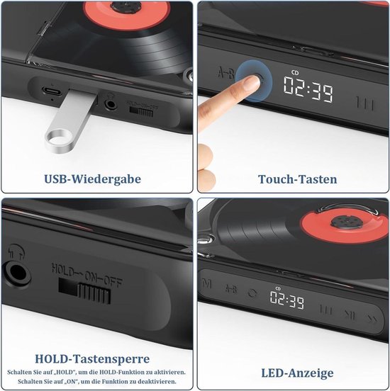 Draagbare Bluetooth-cd-speler met USB-C-snelladen - Ultradun en compact - Ondersteunt MP3/WMA-formaten - Geschikt voor zowel reizen als thuisgebruik - Paars — afbeelding 4