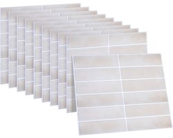 Dekorix plaktegels - Set van 10 zelfklevende tegels - Tegelstickers - Keuken - Badkamer - 29*22.9cm - Licht beige