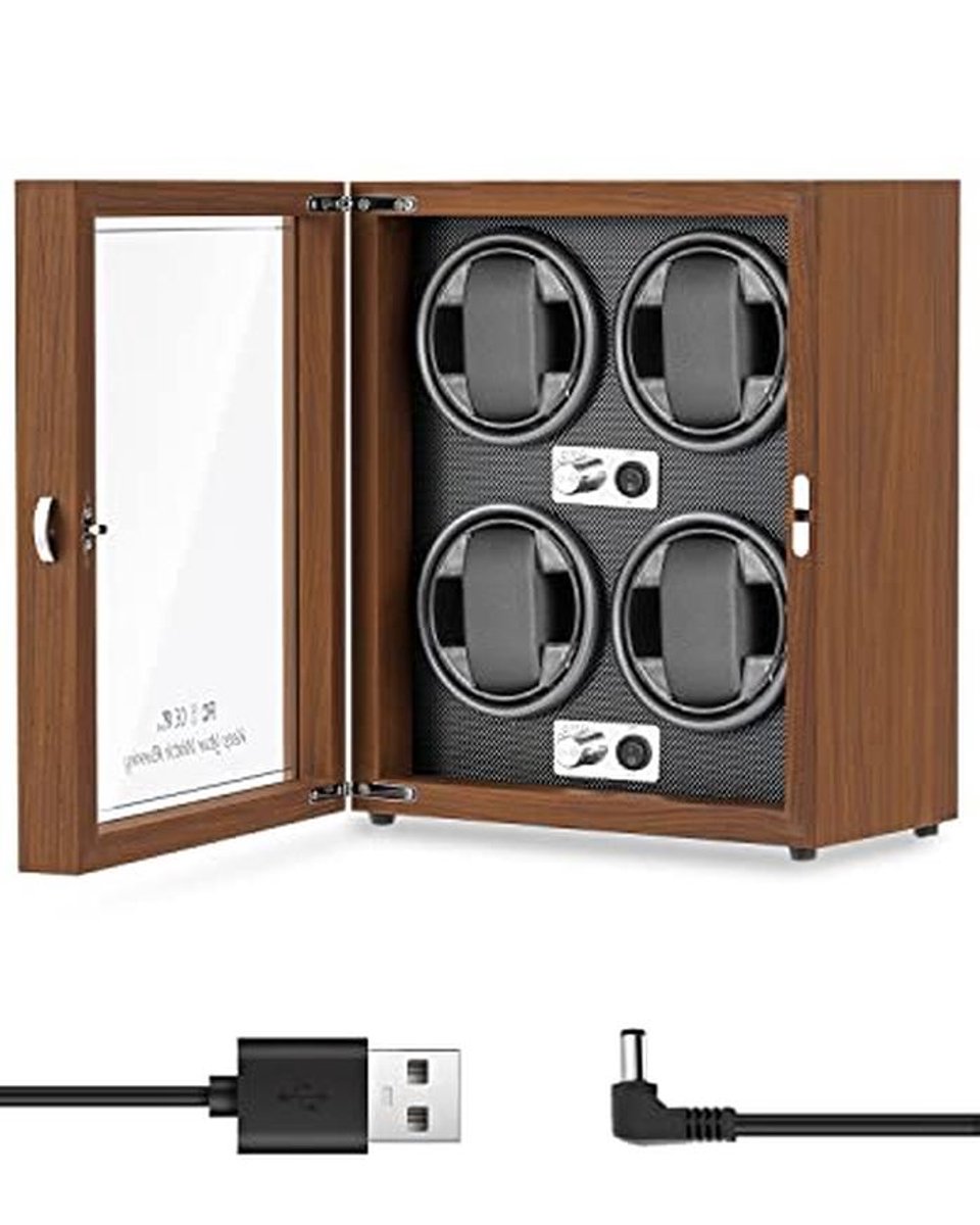 Automatische Horlogewinder voor 2-3-4 Horloges met Stille Motor en LED Verlichting - Elegant en Efficiënt