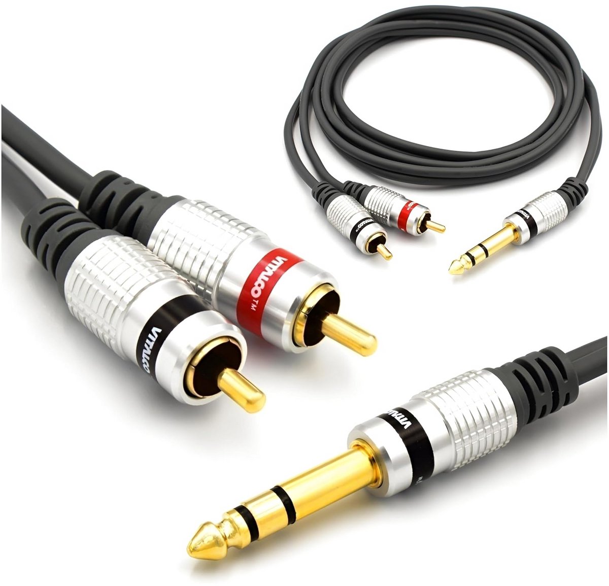 Kabel 1/4 TRS naar RCA 3 m - Stereo naar 2X RCA Phono Male Audiokabel