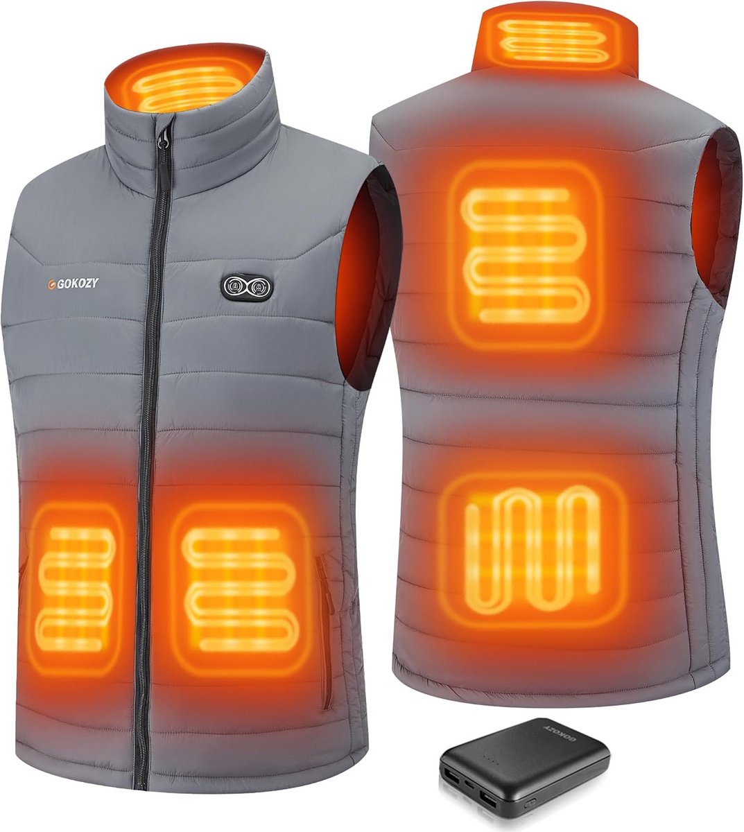 Heren verwarmd vest met 12v 20000mAh batterij en 15 verwarmingszones voor fietsen, vissen en skiën
