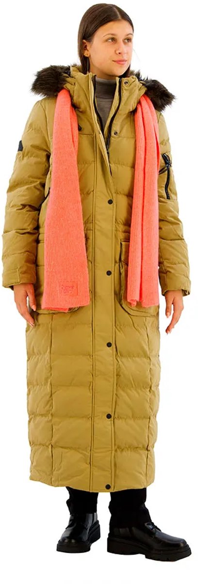 Superdry Lange parka met capuchon met imitatiebont Dames Gewatteerde jassen Bruin