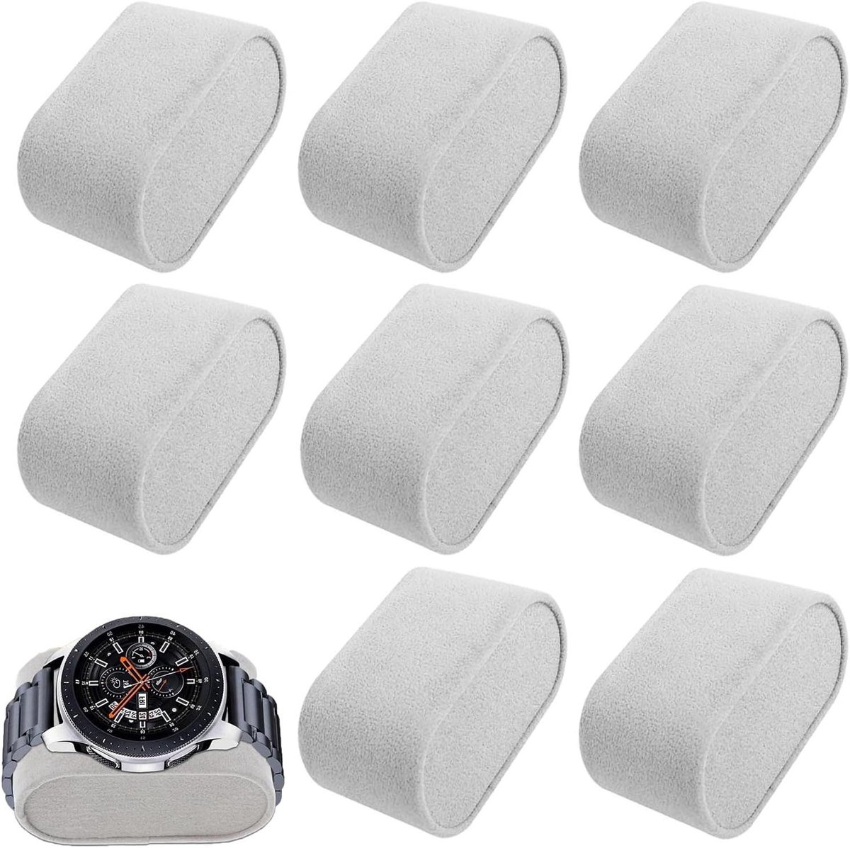 Horloge Kussen - Display Kussen - Display Pad - Horloge Houder - Sieraden Display Stand - Horloge Display - Sieraden Kussens - Geschikt voor Horloges - Juwelen Kussen - Horloge Stand - Grijs - 8 Stuks