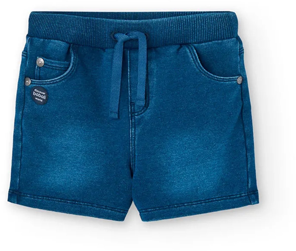 Boboli Fleece Denim Korte Broek Blauw 12 Months Jongens
