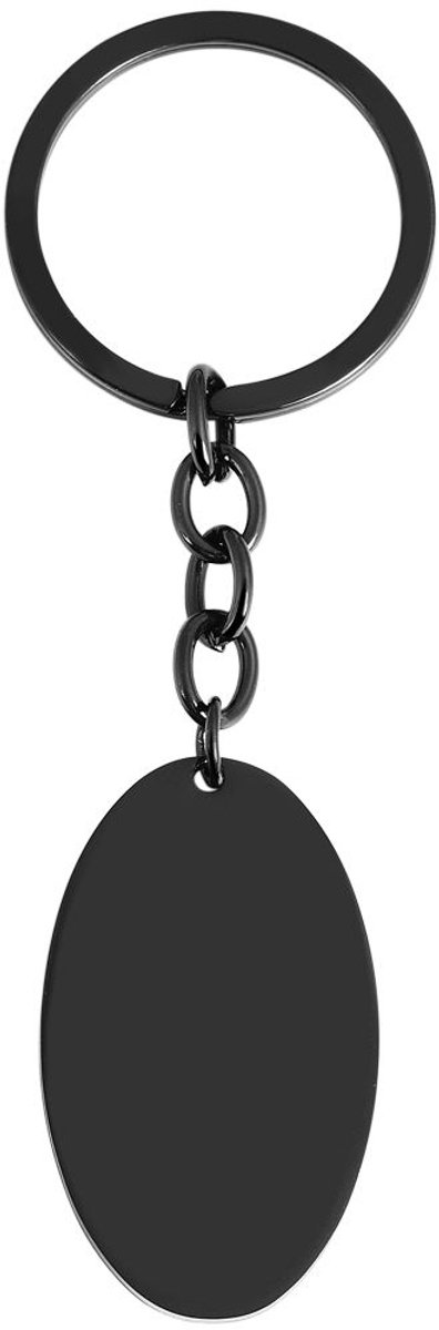 AKZENT Akzent Unisex Sleutelhanger Oxana roestvrij staal, graveerbaar, ovaal, zilver of zwart