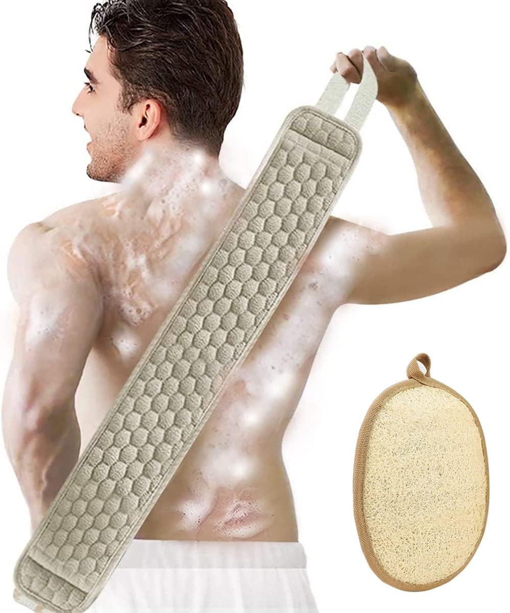Exfoliërende Douche- en Badspons met Lange Steel voor Zacht Scrubben