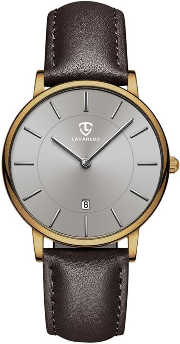 Analoog Herenhorloge met Leren Band en Datumweergave