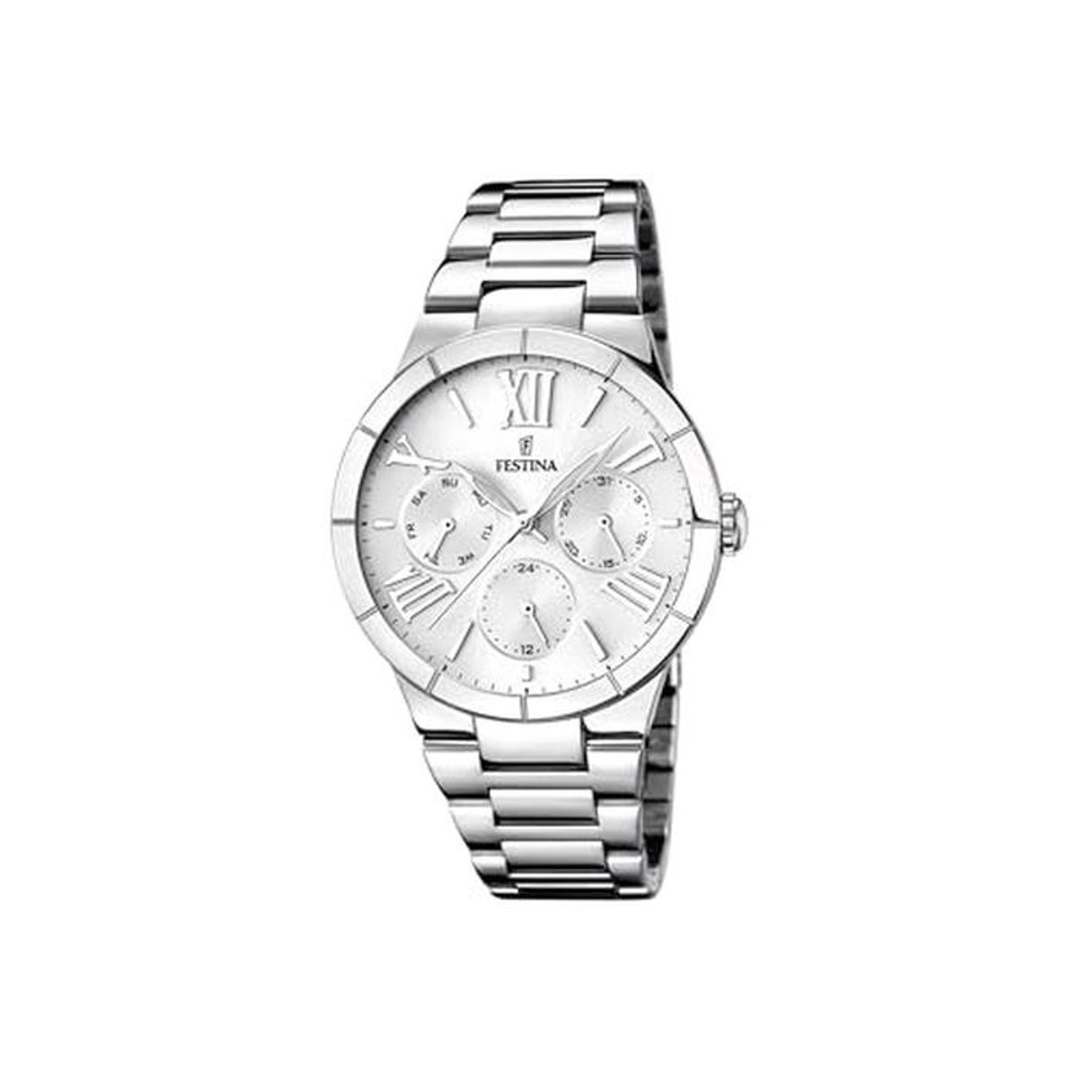 Dames Analoge Kwartshorloge met RVS Armband en Silver-White Design