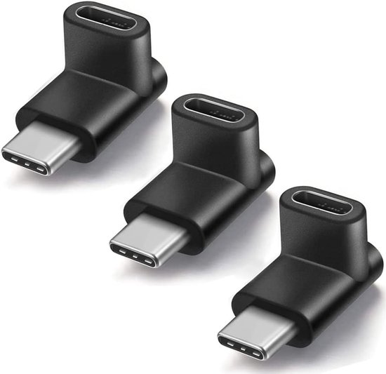 3Pc 90 Degree USB-C Type C Male to Female Adapter - Up and Down Angled ...