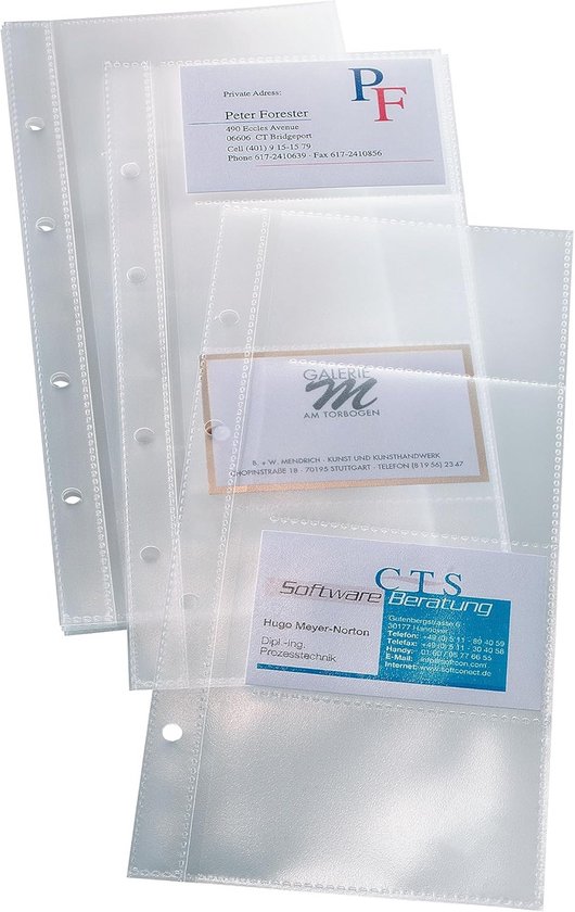Foto: Insteekhoezen voor ringmap visitekaartjes capaciteit 80 stuks verpakking van 10