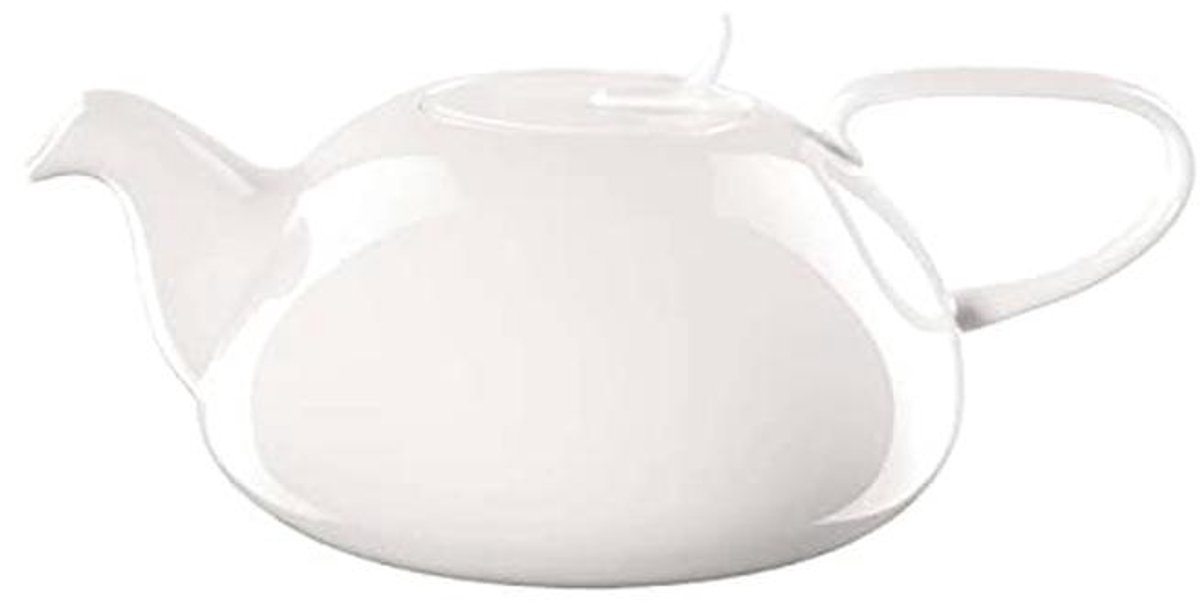 Elegante keramische theepot met zeef - 18,6 cm, wit glanzend