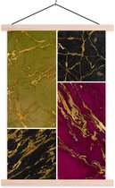 Porte-affiche avec affiche - Affiche scolaire - Marbre - Or - Luxe - 60x90 cm - lattes vierges
