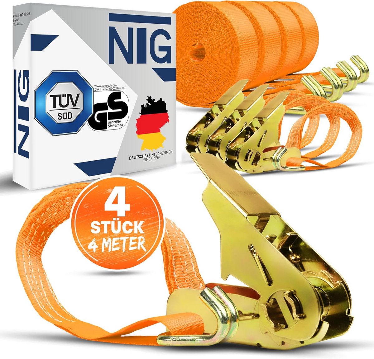 Tension Strap 800 kg daN - 4 Meter Lashing Belt Set van 2 Stuks