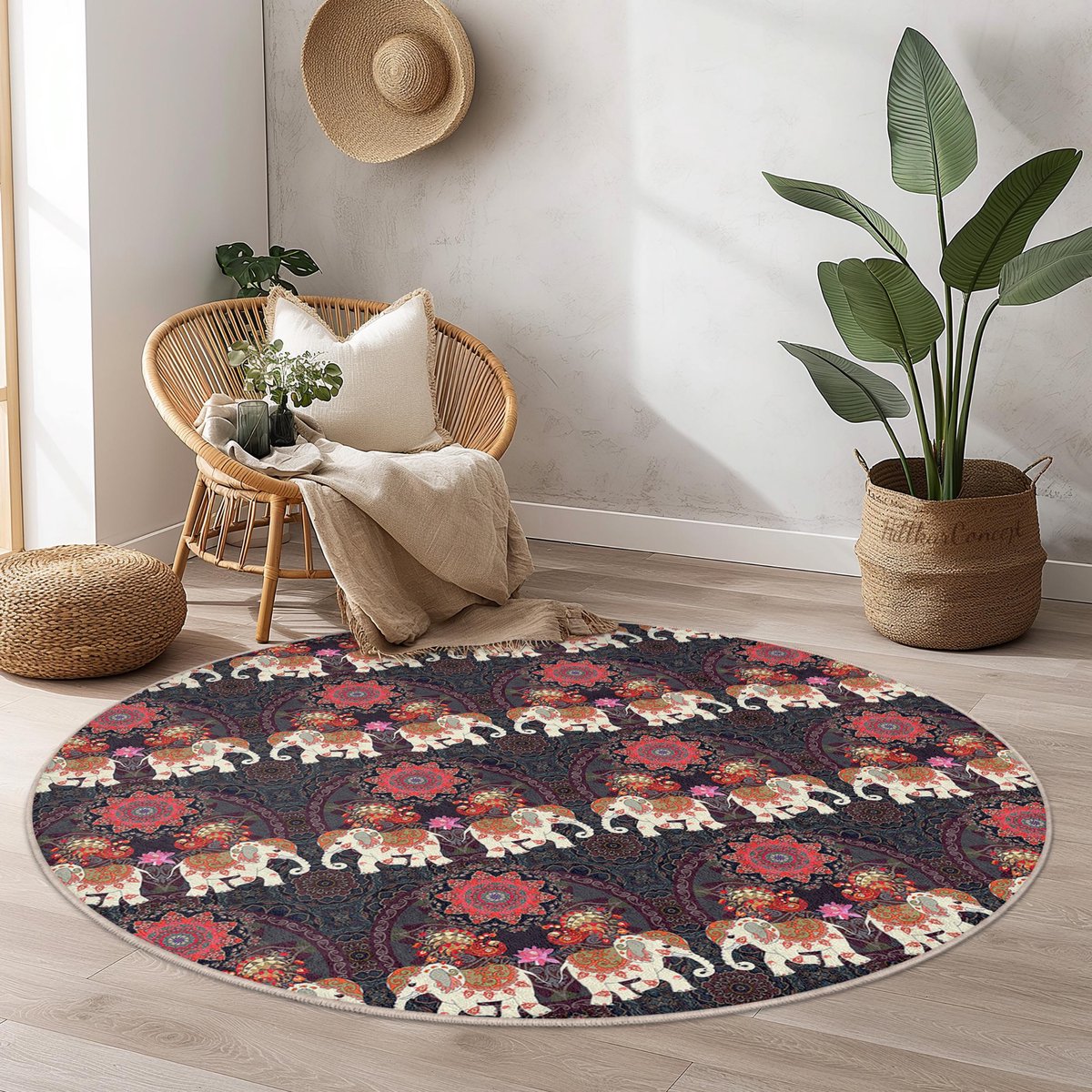 Mila Home - Tapijt Vloerkleed Rond - Wasbaar - Antislip - OEKO-TEX Gecertificeerd - Voor Woonkamer, Slaapkamer, Keuken & Hal - Runden 173 3