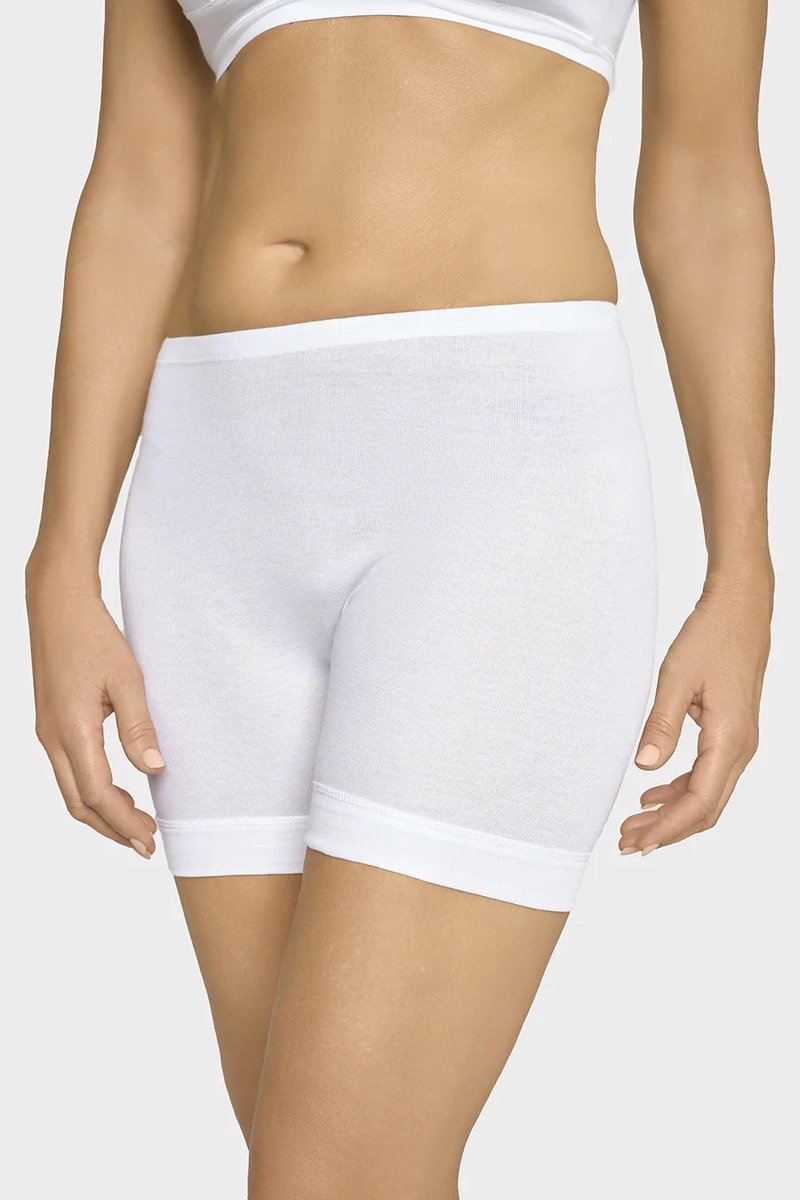 Directoir met pijpje 128 - Dames boxershort lange pijpjes - Klassiek oma ondergoed - Ouderwets - 100% katoen - 58 - Wit