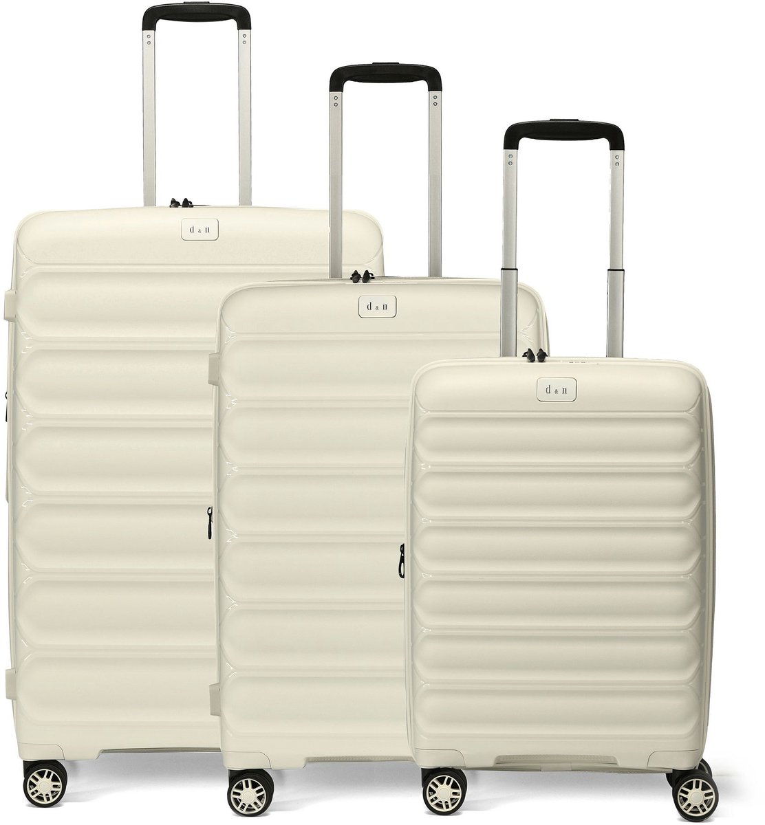 d & n Travel Line 4700 4 wielen Kofferset 3-delig met uitbreidingsplooi - Harde bagage - TSA slot - cream white