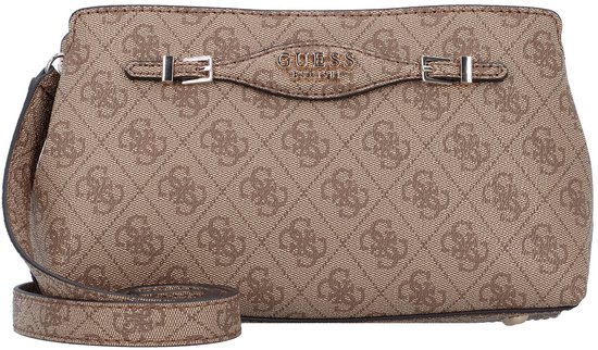 GUESS Sac à épaule bandoulière Katya Crossbody Top Zip Latte Logo Marron clair